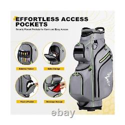 Golf Cart Bag, 15 Way Organizer Divider Top with Handles and Rain Cover Grey