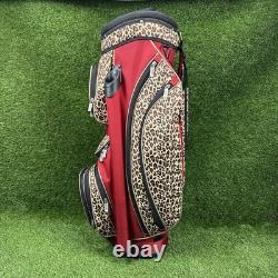 Golf Cart Bag GLOVELT? 8 Dividers Red Leopard Pattern With Head Cover, Towel