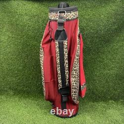 Golf Cart Bag GLOVELT? 8 Dividers Red Leopard Pattern With Head Cover, Towel