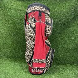 Golf Cart Bag GLOVELT? 8 Dividers Red Leopard Pattern With Head Cover, Towel