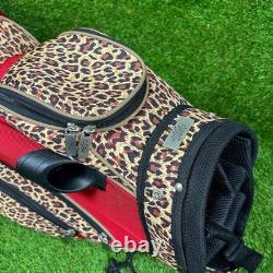 Golf Cart Bag GLOVELT? 8 Dividers Red Leopard Pattern With Head Cover, Towel