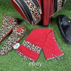 Golf Cart Bag GLOVELT? 8 Dividers Red Leopard Pattern With Head Cover, Towel