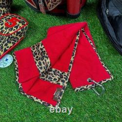 Golf Cart Bag GLOVELT? 8 Dividers Red Leopard Pattern With Head Cover, Towel
