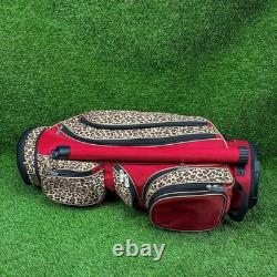 Golf Cart Bag GLOVELT? 8 Dividers Red Leopard Pattern With Head Cover, Towel