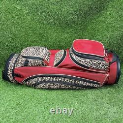 Golf Cart Bag GLOVELT? 8 Dividers Red Leopard Pattern With Head Cover, Towel