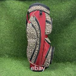 Golf Cart Bag GLOVELT? 8 Dividers Red Leopard Pattern With Head Cover, Towel