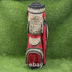 Golf Cart Bag GLOVELT? 8 Dividers Red Leopard Pattern With Head Cover, Towel