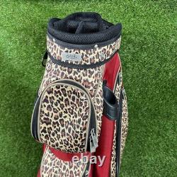 Golf Cart Bag GLOVELT? 8 Dividers Red Leopard Pattern With Head Cover, Towel