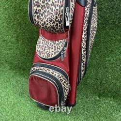 Golf Cart Bag GLOVELT? 8 Dividers Red Leopard Pattern With Head Cover, Towel