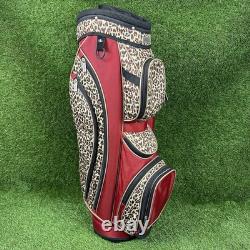 Golf Cart Bag GLOVELT? 8 Dividers Red Leopard Pattern With Head Cover, Towel
