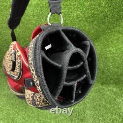 Golf Cart Bag GLOVELT? 8 Dividers Red Leopard Pattern With Head Cover, Towel