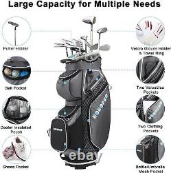 Golf Cart Bag with 14 Way Divider Top, Golf Bag Full Length Putter Well/