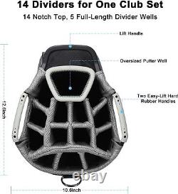 Golf Cart Bag with 14 Way Divider Top, Golf Bag Full Length Putter Well/