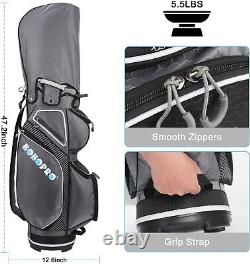 Golf Cart Bag with 14 Way Divider Top, Golf Bag Full Length Putter Well/