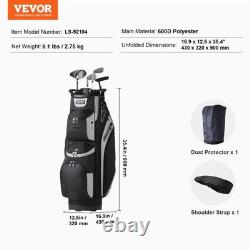 Golf Cart Bag with 14 Way Organizer Divider Top, 36 13 Pockets Premium Ca