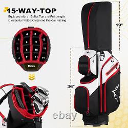 Golf Cart Bag with 15-Way Organizer Divider and Rain Cover