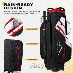 Golf Cart Bag with 15-Way Organizer Divider and Rain Cover