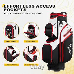 Golf Cart Bag with 15-Way Organizer Divider and Rain Cover