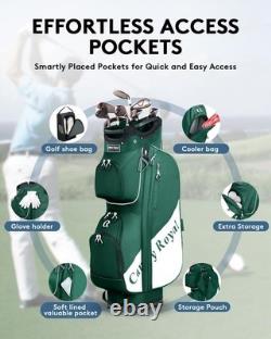 Golf Cart Bag14 Way Full Length Divider Top Lightweight with Cooler Handles Rai