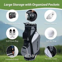 Golf Cart Stand Bag Storage with 14-Way Dividers & 7 Waterproof Pockets Rain Hood