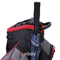 Golf Lightweight Cart Bag with 14 Way Dividers Top Black/Grey/Red