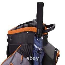 Golf Lightweight Cart Bag with 14 Way Dividers Top Grey/Silver/Orange