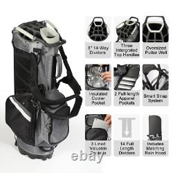 Golf Stand Bag With14Way Top Dividers 6 Pockets Cooler Bag Rain Hood Lightweight