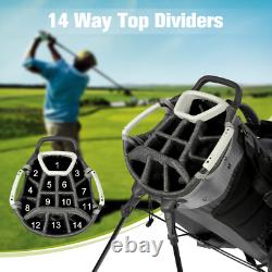 Golf Stand Bag With14Way Top Dividers 6 Pockets Cooler Bag Rain Hood Lightweight