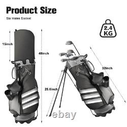 Golf Stand Bag With14Way Top Dividers 6 Pockets Cooler Bag Rain Hood Lightweight