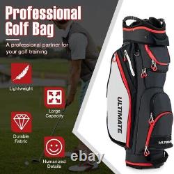 Golf Stand Cart Bag 14 Way Full-Length Divider Top Organizer With Zippered Pocket