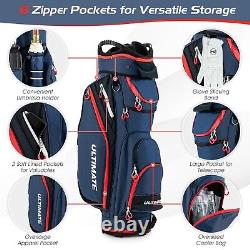 Golf Stand Cart Bag with 8 Zippered Pockets & 14 Way Full- Length Dividers