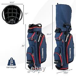 Golf Stand Cart Bag with 8 Zippered Pockets & 14 Way Full- Length Dividers
