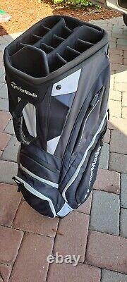 Golf cart bag taylormade taylor made 14 div black white shoulder strap rain cove