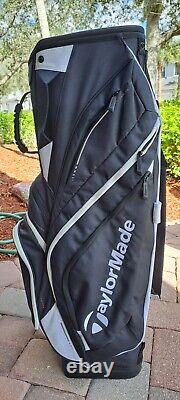 Golf cart bag taylormade taylor made 14 div black white shoulder strap rain cove