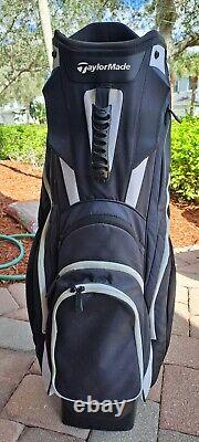 Golf cart bag taylormade taylor made 14 div black white shoulder strap rain cove