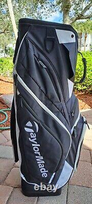 Golf cart bag taylormade taylor made 14 div black white shoulder strap rain cove