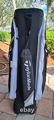 Golf cart bag taylormade taylor made 14 div black white shoulder strap rain cove