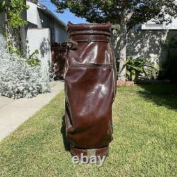 HTF Original Vintage Yamaha Faux Alligator Tan Leather Golf Bag with Rain Cover