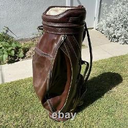 HTF Original Vintage Yamaha Faux Alligator Tan Leather Golf Bag with Rain Cover