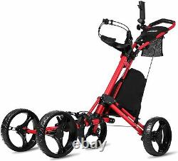 JANUS Golf Push Cart Golf Bag Rolling 4 Wheel Red