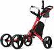 Janus Golf Push Cart Golf Bag Rolling 4 Wheel Red