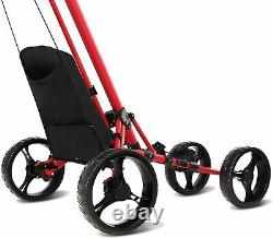 JANUS Golf Push Cart Golf Bag Rolling 4 Wheel Red