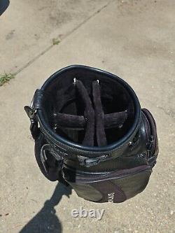 Jack Nicklaus Golf Cart Bag 6 Way 6 Pocket Leather Carry Black Vtg Preowend