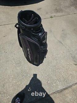 Jack Nicklaus Golf Cart Bag 6 Way 6 Pocket Leather Carry Black Vtg Preowend