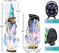 KVV Fashion Golf Stand Bag Clear Holographic Colorful, 14-Way OPEN BOX
