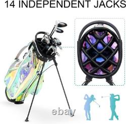 KVV Fashion Golf Stand Bag Clear Holographic Colorful, 14-Way OPEN BOX