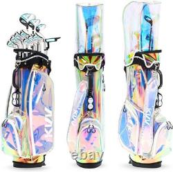 KVV Fashion Golf Stand Bag Clear Holographic Colorful, 14-Way OPEN BOX