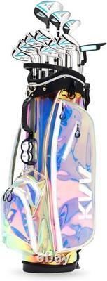 KVV Fashion Golf Stand Bag Clear Holographic Colorful, 14-Way OPEN BOX