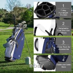 KVV Lightweight Golf Stand Bag with 7 Way Full-Length Dividers, 5 Zippered Pocke