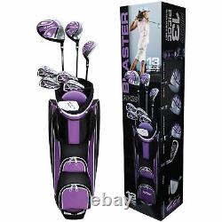 Ladies 13 Piece Golf Club Set Purple Iron Lightweight Cart Bag Flex Complete